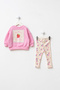 Baby Girl Top and Bottom Set with Strawberry Patterned Tights and Embroidery Detail - 3