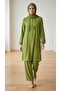 Women's Front Half Buttoned Sleeves Elastic Waist Pants Elastic Waist Aerobic Suit - 2