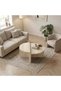 Aloeva 2‑Piece Modern Wooden Coffee Table Set – Minimalist Round Center Tables with Open Storage Divider for Living Room, Bedroom, Office | Premium Wood Material | 90 x 37 x 90 CM - 2