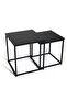 Migue home Set of 2 Nesting Square Coffee Table for Living Room, Side Table, Easy Assembly, Black Color - 2
