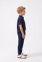 Cotton Muslin Fabric Summer Long Pants Short Sleeve Casual Set M00842 Dark Blue - 3