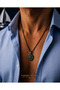 Stainless Steel Minimal Design Anthracite Gold and Silver Color Sailor Compass Necklace - 3
