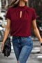 Women's Short Sleeve Turtleneck Sandy Blouse with Drop Detail - 3