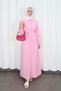 Hidden Button Belted Terry Cotton Dress Hnt0316 Pink - 6