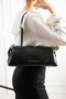 Women's Black Two-Strap Hand and Shoulder Bag-Bd3007Bd - 2