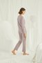 Women's Dusty Rose Viscose Pajama Set 2-Piece Set - Front Buttoned Bridal Pajamas Long Sleeve Stylish Home Wear - 3