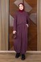 Women's Modal Fabric Comfortable Fit Elastic Waist Double Hijab Shalwar Set 1220 Claret Red - Premium Series - 7