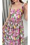Women's Shoulder-Strap Dress with Elastic Back, Comfortable Cut, Linen Look, Knee-Length Patterned Dress - 7