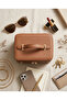 Large Size Makeup Bag with Mirror - Large Volume Travel Cosmetic Case Brown Leather - 3