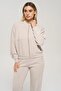 Women's Off-Shoulder Bomber Collar Track Top and Pocketed Pants Bottom Top Two-Piece Set - 2