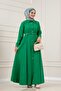 Shirt Collar Belted Berra Dress-Green - 2