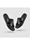 (Lionsa) Genuine Leather Casual Men's Slippers Black - 3