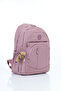 Vital Series Water-Resistant Fuchsia Crinkle Fabric Multi-Compartment Casual Backpack - Stylish School and Travel Bag with Plush Accessories - 2