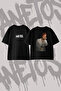 Megan Thee Stallion_5 Design Printed Oversize Crew Neck T-Shirt Black