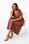 Bamboo Viscose Fabric V Lace Collar Detailed Flared Dress