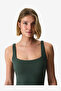 Women Neck Opening Green Swimsuit - 3