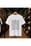 Kayık Line Printed 100% Cotton Oversize Loose Regular Fit Crew Neck T-Shirt