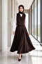 Women's Brown Double-Breasted Vest Skirt Double Hijab Set - 3
