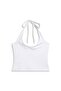Halter Neck Crop White Tank Top - 4