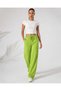 Women's High Waist Drawstring Tied Lightweight Textured Loose Trousers - 5