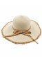 Women's Wide Brim Straw Beach Hat with Tasseled Edge and Knitted Bow Detail 45 cm – Cream - 3