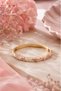 Leaf Wrapped Stone Pink Enamel Thin Cuff Bracelet (Gold Color)