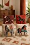 Abstract Themed Horses Patterned 4-Piece Throw Pillow Cover Set - 2