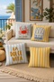 Set of 4 Throw Pillow Covers with Crab and Sardine Pattern