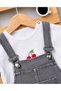 Cherry Embroidered Pocket Detailed Summer 2-Piece Denim Salopet - 5
