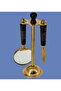 Set Of 2 Decorative Brass Magnifying Glass With Letter Opener With Stand Yllow (H:8''W:2.5'') - 2