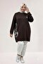 68055 Plus Size Front Printed Self-Ribbed Modal Tunic - Brown