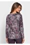 Women's Crew Neck Gold Silver Print Detailed Long Sleeve Stylish Patterned Blouse - 4