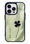 iPhone 14 Pro Glossy Phone Case with Sage Lucky Clover Design