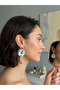 Handmade Polymer Clay Candy Bloom Flower Hoop Earrings |   Lightweight Design Gold Detailed Summer Earrings - 4