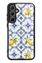 Samsung A35 Glossy Phone Case with Sapphire Lemon Tiles Design