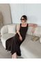 Backless Sleeveless Long Dress - Brown - 4
