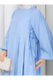 Pleated Strawberry Fabric Dress with Side Tie Detail - 6