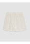 Özmarka New Season Ecru Girls' Shorts with Elastic Waist - 4