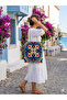 Ethnic Tapestry Woven Canvas Bag - Woven Shoulder Bag with Rope Straps - Bohemian Cloth Saddlebag