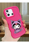 Redmi 11A Compatible Case Camera Protector Red Silicone Couple Phone Case Kuromi Pattern