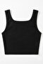 Black Star Embroidered Ribbed Strap Crop Blouse for Girls - Cindy - 3
