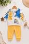 Baby Boy Thin Seasonal 2-Piece Set Safari Lion Patterned Long Sleeve Sweatshirt Sweatpants Set