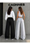 2-Piece Women's Sweatpants (Black-Grey) Oversize Baggy Loose Legs - 2
