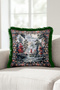 Landscape Motif Fringed Pillowcase - Castle Garden Nostalgic Gray Pink Cream Tasseled Throw Pillow Cover