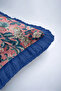 Exotic Tiger Floral Motif Fringed Pillowcase - Tropical Bohemian Navy Blue Tassel Throw Pillow Cover - 8
