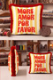 More Amor Striped Retro Fringed Pillowcase - Nostalgic Yellow Red Burgundy Tassel Throw Pillow Cover - 6