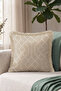 Luxurious Geometric Art Deco Fringed Pillowcase - Beige Cream Mink Tassel Throw Pillow Cover with Elegant Pattern - 5