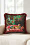 Exotic Leopard Tropical Lounge Fringed Pillowcase - Maximalist Pink Burgundy Tassel Throw Pillow Cover - 2
