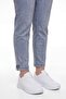 Women's Navy Blue Summer High-Waisted Trousers with Embroidered Cuffs and Pockets 42-48 - 3