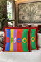 Striped Disco Fringe Pillowcase - Pop Art Retro Modern Multicolor Burgundy Tassel Throw Pillow Cover
